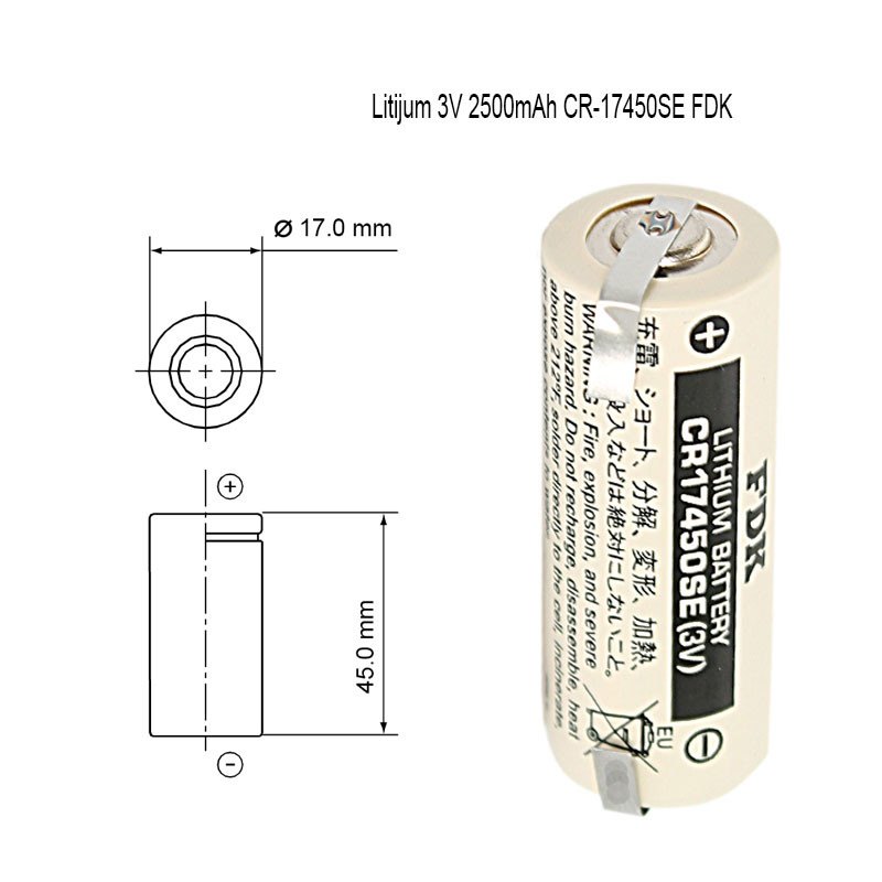 Baterija Litijum  CR-17450SE  3V 2500mAh FDK sa izvodima