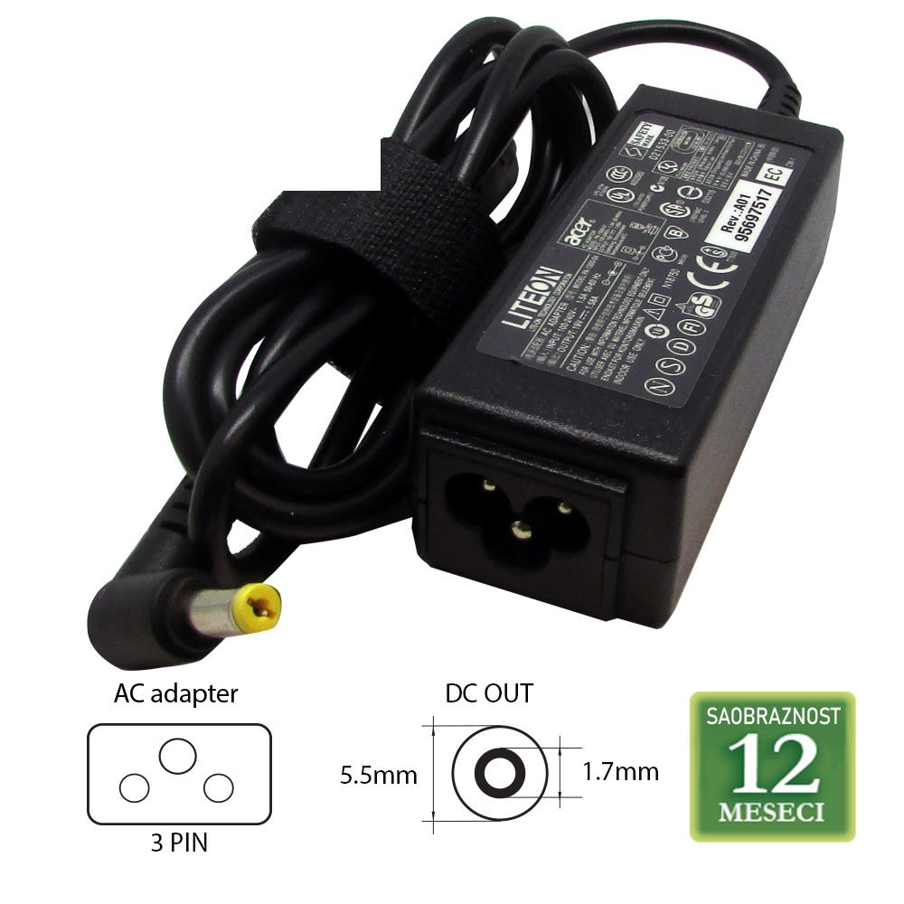 DELL - ACER 19V-1.58A ( 5.5 * 1.7 ) P-1300-04 30W LAPTOP ADAPTER